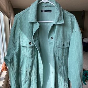 Zara Raw Hem Corduroy Shirt Jacket